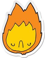 sticker of a cartoon unhappy flame vector