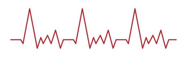 Heart pulse - curved red line on white background, medical tests - Vector