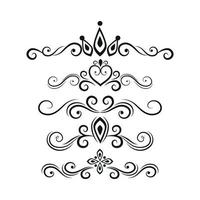 Set of black lines ornaments, frames for illustrations on a white background - Vector