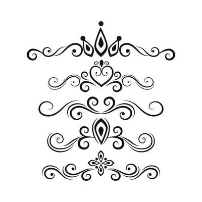 Set of black lines ornaments, frames for illustrations on a white background - Vector