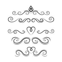 Set of black lines ornaments, frames for illustrations on a white background - Vector