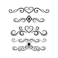 Set of black lines ornaments, frames for illustrations on a white background - Vector
