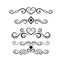 Set of black lines ornaments, frames for illustrations on a white background - Vector