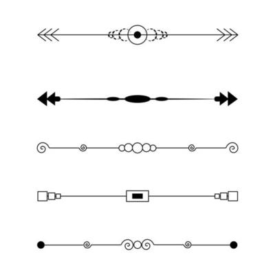 Set of black lines ornaments, frames for illustrations on a white background - Vector