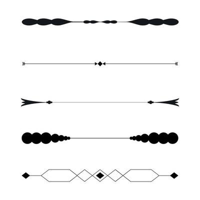 Set of black lines ornaments, frames for illustrations on a white background - Vector