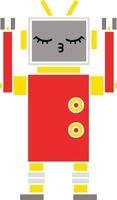 flat color retro cartoon robot vector