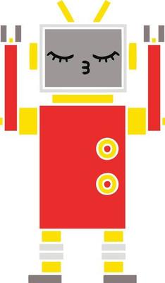 flat color retro cartoon robot