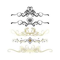 Set of black and gold ornaments, frames for illustrations on a white background - Vector
