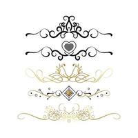 Set of black and gold ornaments, frames for illustrations on a white background - Vector