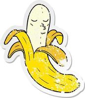 distressed sticker of a cartoon best quality organic banana vector