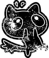 grunge icon kawaii of a shocked cat vector