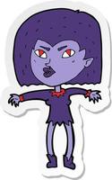 sticker of a cartoon vampire girl vector