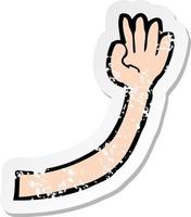 retro distressed sticker of a cartoon arm vector