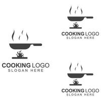 logotipos para utensilios de cocina, ollas, espátulas y cucharas de cocina. utilizando un concepto de diseño de plantilla de ilustración vectorial. vector