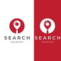 Logo search or discovery, logo search by combination, lab, moon, location, check, wave and sun. Logo with simple illustration editing. vector