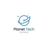 logotipo mundial de tecnología digital moderna, planeta global o tecnológico y protección de tecnología digital. logotipo con plantilla de ilustración de vector de concepto.