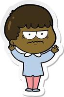 sticker of a cartoon annoyed man vector