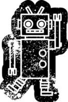 dancing robot distressed icon vector