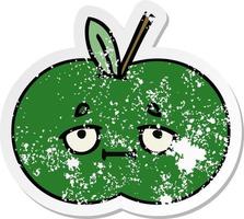 distressed sticker of a cute cartoon juicy apple vector