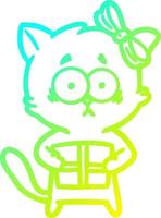 cold gradient line drawing cartoon cat vector