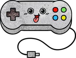 controlador de juego de dibujos animados de textura grunge retro vector