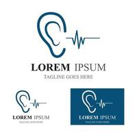 ilustración de la plantilla de diseño del vector del logotipo del icono del oído del sentido de la audición