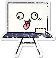 distressed sticker of a cute cartoon white board vector