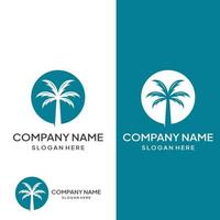 Palm tree logo, palm with waves and sun. Using Illustrator template design editing. vector