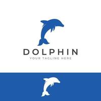 logotipo de delfín. delfines saltando sobre las olas del mar o la playa. con edición de ilustraciones vectoriales. vector