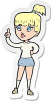 sticker of a cartoon attractive girl with idea vector