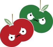 flat color retro cartoon juicy apple vector