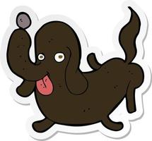 sticker of a cartoon dog sticking out tongue vector