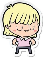 sticker of a cartoon woman vector