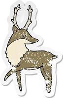 distressed sticker of a cartoon stag vector