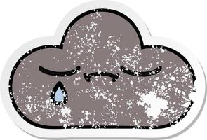 distressed sticker of a cute cartoon storm cloud vector