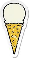 distressed sticker of a quirky hand drawn cartoon vanilla ice cream cone vector