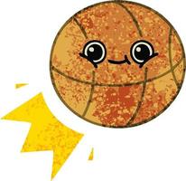 baloncesto de dibujos animados de estilo de ilustración retro vector
