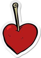 sticker of a cartoon heart cherry vector