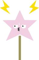 flat color retro cartoon magic wand vector