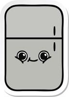 sticker of a cute cartoon fridge freezer vector