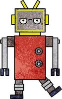 retro grunge texture cartoon robot vector