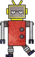 robot de dibujos animados de textura grunge retro vector