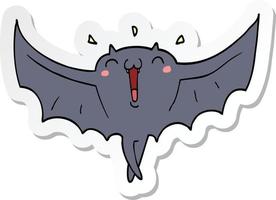 sticker of a cartoon happy vampire bat vector