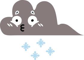 flat color retro cartoon storm snow cloud vector