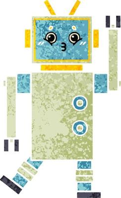 retro illustration style cartoon robot