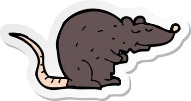 sticker of a cartoon black rat vector