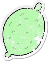 distressed sticker of a quirky hand drawn cartoon lime vector