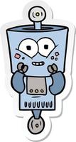 sticker of a happy cartoon robot vector