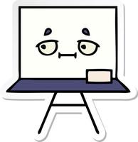 sticker of a cute cartoon white board vector