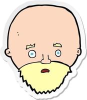 sticker of a cartoon shocked man with beard vector